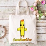 Personlig Bunny Chick Mönster Canvas Tote Bag Handväska med initialer och namn Påsk Födelsedagspresent för barnfamilj