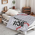 Personalisierte Baseball Fleecedecke mit Namen und Nummer Geburtstagsgeschenk für Baseball-Liebhaber