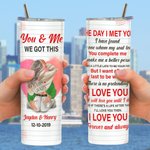 Gobelet personnalisé You & Me 20oz Skinny Tumbler with Names and Lid Straw Brush Anniversary Gift for Couple (en anglais seulement)