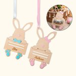Personalisierter Hasen-Anhänger Kaninchen Geld-Halter Etikett mit Namen Gravur Geschenk für Kinder zu Ostern