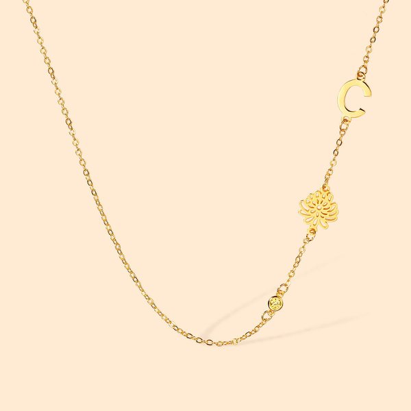 Personalizada Dainty Sideway 1-6 Nacimiento Flor Piedra Inicial Collar Día de la Madre Cumpleaños Jubilación Regalo para ella