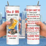 Personlig You & Me 20oz Stainless Steel Skinny Tumbler med sugrör och borste Alla hjärtans dag-jubileumspresent för par