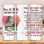 Gobelet personnalisé You & Me 20oz Skinny Tumbler with Names and Lid Straw Brush Anniversary Gift for Couple (en anglais seulement)