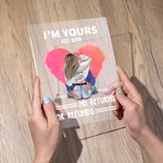 Gepersonaliseerd Roze Hart LED Nachtlampje met Houten Voet Ik Ben Van Jou Geen Retour of Restitutie Valentijnsdag Cadeau voor Paar