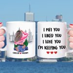 Mug céramique blanc personnalisé I Met You I Liked You I Love You I'm Keeping You Cadeau d'anniversaire de St Valentin pour couple