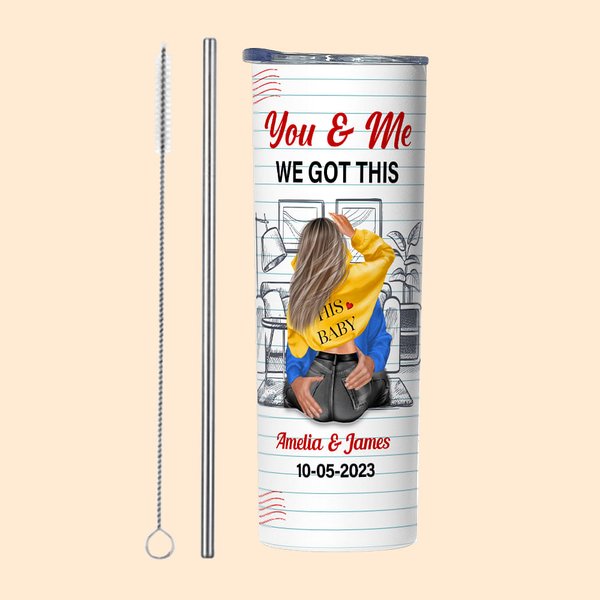 Personlig You & Me 20oz Stainless Steel Skinny Tumbler med sugrör och borste Alla hjärtans dag-jubileumspresent för par