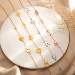 Personalizada Dainty Sideway 1-6 Nacimiento Flor Piedra Inicial Collar Día de la Madre Cumpleaños Jubilación Regalo para ella