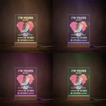 Gepersonaliseerd Roze Hart LED Nachtlampje met Houten Voet Ik Ben Van Jou Geen Retour of Restitutie Valentijnsdag Cadeau voor Paar