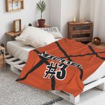 Personalised Basketball Fleece Blanket Soft with Name and Number Birthday Gift for Basketball Lover