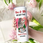 Gobelet personnalisé You & Me 20oz Skinny Tumbler with Names and Lid Straw Brush Anniversary Gift for Couple (en anglais seulement)