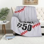 Personalisierte Baseball Fleecedecke mit Namen und Nummer Geburtstagsgeschenk für Baseball-Liebhaber
