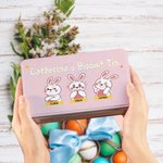 Conejito de Pascua personalizado Lata de metal para galletas con nombre Regalo de Pascua para la familia