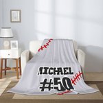 Personalisierte Baseball Fleecedecke mit Namen und Nummer Geburtstagsgeschenk für Baseball-Liebhaber