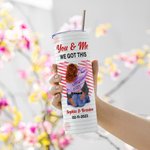 Gepersonaliseerde You & Me 20oz Roestvrij staal Skinny Tumbler met namen en deksel Rietje Borstel Valentijnsdag Verjaardagscadeau voor echtpaar