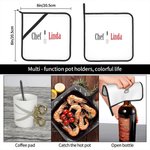 Personalised Kitchenware Theme Pot Holders Pads with Hanging Loop Set of 2 Baking Cooking Utensil Gift for Chef Cooking Enthusiast
