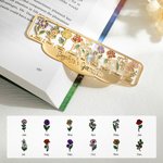 Segnalibro in metallo personalizzato Nana's Garden Birth Flower con nome inciso Regalo per la festa della mamma per la nonna madre amante dei libri