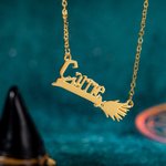 Collar Escoba Mago Personalizado con Nombre Regalo para Ella