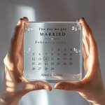 Gepersonaliseerde De Dag Van Het Huwelijk Kalender Acryl Vierkant Plak met de Namen van het Echtpaar Valentijnsdag Huwelijksgeschenk voor Echtpaar