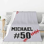 Personalisierte Baseball Fleecedecke mit Namen und Nummer Geburtstagsgeschenk für Baseball-Liebhaber