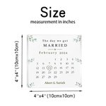 Gepersonaliseerde De Dag Van Het Huwelijk Kalender Acryl Vierkant Plak met de Namen van het Echtpaar Valentijnsdag Huwelijksgeschenk voor Echtpaar