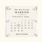 Gepersonaliseerde De Dag Van Het Huwelijk Kalender Acryl Vierkant Plak met de Namen van het Echtpaar Valentijnsdag Huwelijksgeschenk voor Echtpaar