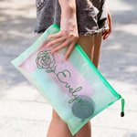 Personalized Birth Flower Cosmetic Bag with Name Waterproof Beach Pool Accessory Bridesmaid Wedding Birthday Party Favor for Her