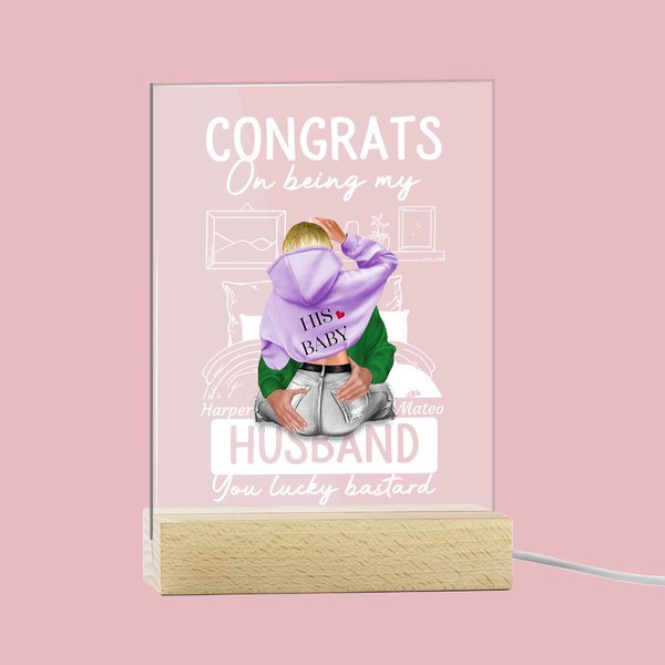 Henkilökohtainen aviomies Sinä Lucky Bastard Akryyli Night Light Plaque Desk Decoration Ystävänpäivä lahja pariskunnille