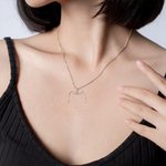 Personalizado perro gato orejas contorno collar dibujo colgante joyería regalo de cumpleaños para el dueño de mascota amante