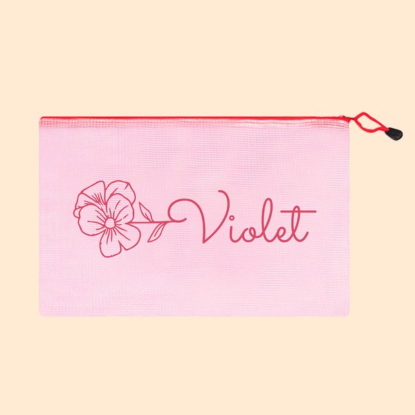 Personalized Birth Flower Cosmetic Bag with Name Waterproof Beach Pool Accessory Bridesmaid Wedding Birthday Party Favor for Her