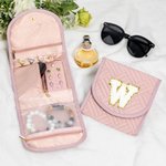 Portagioie da viaggio pieghevole personalizzato rosa con lettera Regalo di compleanno di San Valentino per le donne