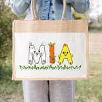 Conejito Personalizado Pollito Huevos de Pascua Letras Yute Bolsa de lona con nombre Regalo de Pascua para niño