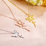 Personalised Dainty Hollow Birth Butterfly Necklace with Name Birthday Gift for Her