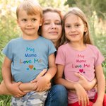 Personalised Somebody Loves Me Colourful Kid T-shirt Baby Onesie with Name Birthday Baby Shower Gift for Baby Children