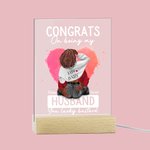 Personalised Congrats On Being My Husband Acrylic Night Light Plaque with Doodle Heart Desk Decoration Valentine's Day Gift for Couples