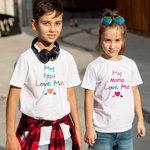 Personalised Somebody Loves Me Colourful Kid T-shirt Baby Onesie with Name Birthday Baby Shower Gift for Baby Children