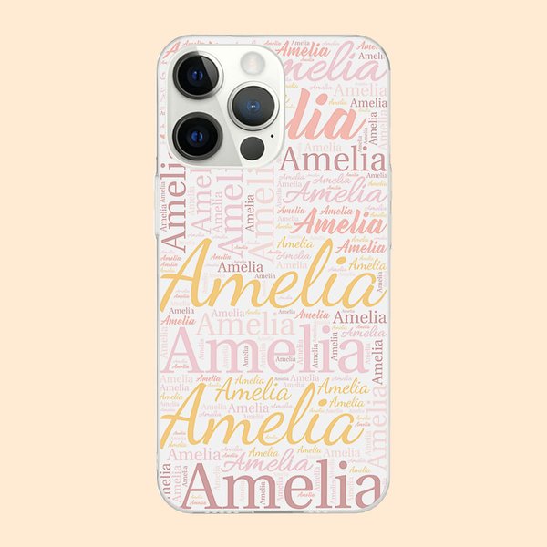 Nuvola di parole colorata personalizzata per custodia iPhone con nome Regalo di compleanno e anniversario per uomo o donna