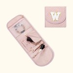Portagioie da viaggio pieghevole personalizzato rosa con lettera Regalo di compleanno di San Valentino per le donne