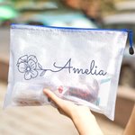 Personalized Birth Flower Cosmetic Bag with Name Waterproof Beach Pool Accessory Bridesmaid Wedding Birthday Party Favor for Her