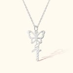 Personalised Dainty Hollow Birth Butterfly Necklace with Name Birthday Gift for Her