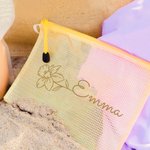 Personalized Birth Flower Cosmetic Bag with Name Waterproof Beach Pool Accessory Bridesmaid Wedding Birthday Party Favor for Her