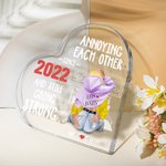 Personalized Cozy Bed Annoying Each Other for Years Heart Acrylic Plaque Valentine's Day Anniversary Gift for Couple