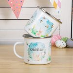 Mug en Enduit d'Émail Motif Lapin Aquarelle Tasse Personnalisée avec Nom Cadeau de Pâques pour Enfant