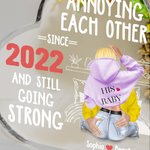 Personalized Cozy Bed Annoying Each Other for Years Heart Acrylic Plaque Valentine's Day Anniversary Gift for Couple
