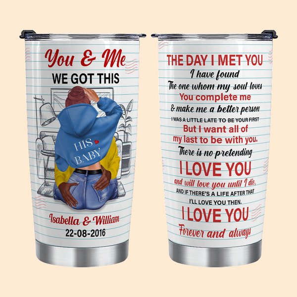 Personalised I Love You 20oz Stainless Steel Tumbler with Names and Words of Love Valentine's Day Anniversary Gift for Couple