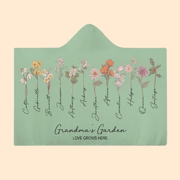 Acuarela Personalizada Nacimiento Flor Manta con Capucha con Nombre Suave Floral Hogar Decoración Regalo de cumpleaños para la familia