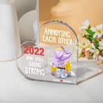 Personalized Cozy Bed Annoying Each Other for Years Heart Acrylic Plaque Valentine's Day Anniversary Gift for Couple