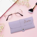 Personalised PU Leather Multi Colour Glasses Storage Bag with Name Birthday Wedding Gift for Friend or Family
