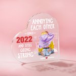 Personalized Cozy Bed Annoying Each Other for Years Heart Acrylic Plaque Valentine's Day Anniversary Gift for Couple