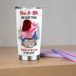 Personalisierte Sie & Me We Got This 20oz Edelstahl Becher mit Namen und Datum Jahrestag Geschenk für Paar