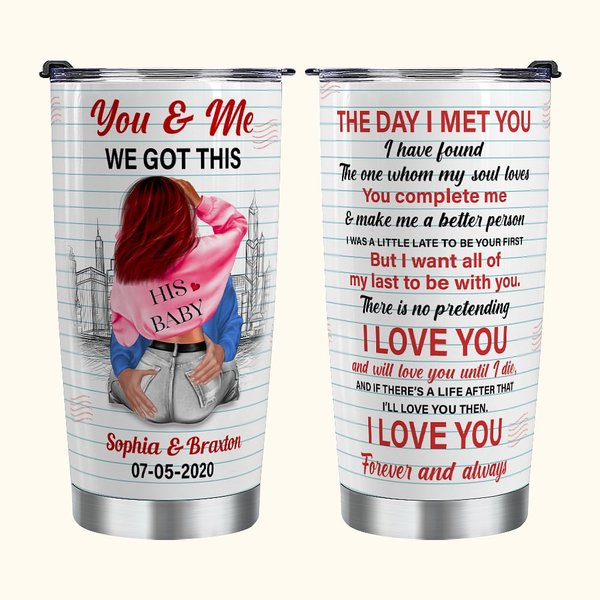 Personalisierte Sie & Me We Got This 20oz Edelstahl Becher mit Namen und Datum Jahrestag Geschenk für Paar